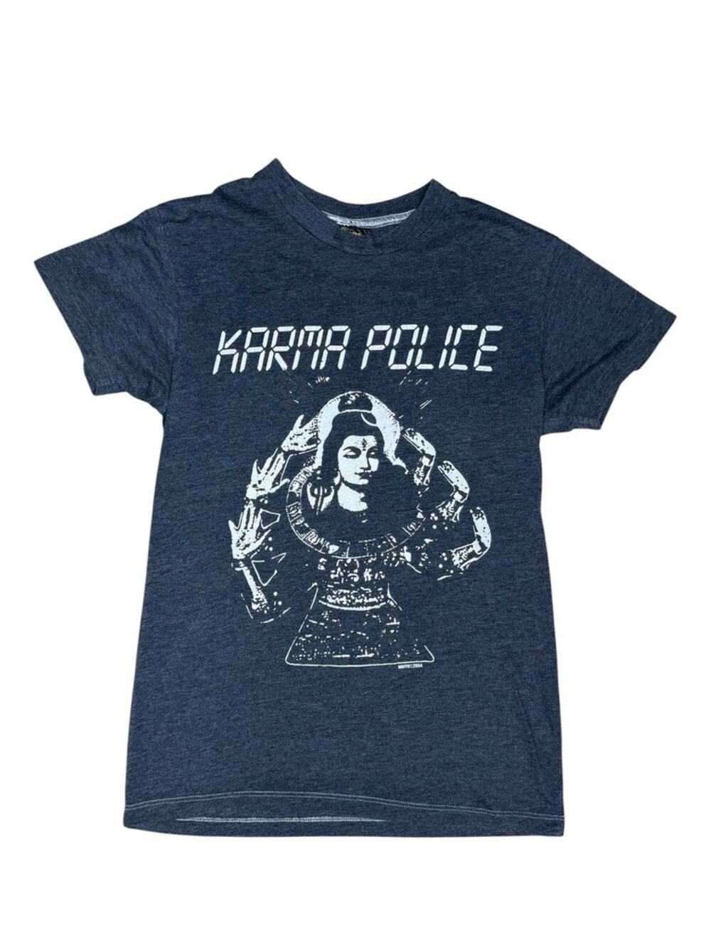 Karma Police Radiohead Goddess Waffo Tee T-Shirt Dark Gray Unisex Small Y2k 00s